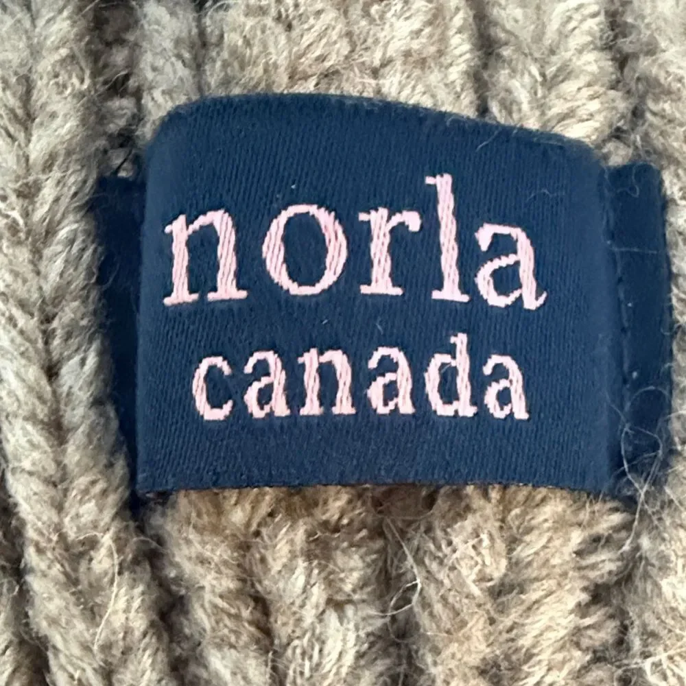 Norla Canada Taupe Alpaca Wool Fluffy Faux Fur Pompom Knit Beanie Hat